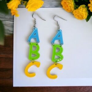 ABC Dangle Earrings: A Fun Tribute to Teachers! Kindergarten Teacher Accessories